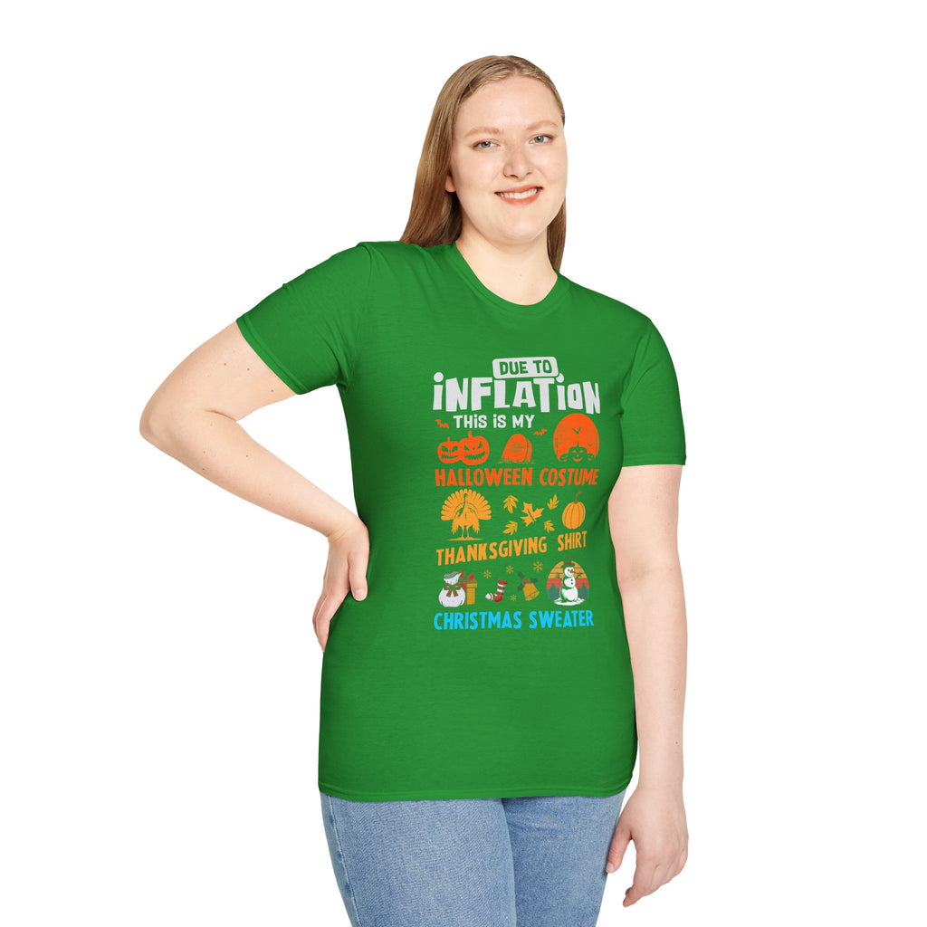 Due to Inflation Funny Holiday T-Shirt — Festive Humorous Xmas Tee